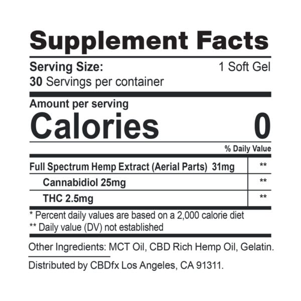 Microdose THC + CBD Capsules Supplement Facts