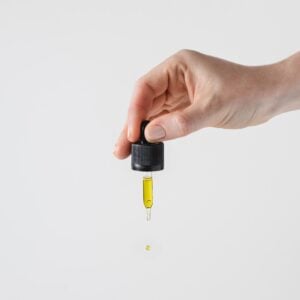 A tincture dropper of CBD oil