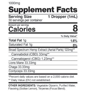 focus mushroom tincture mg