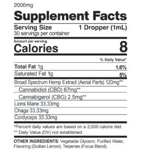 focus mushroom tincture mg