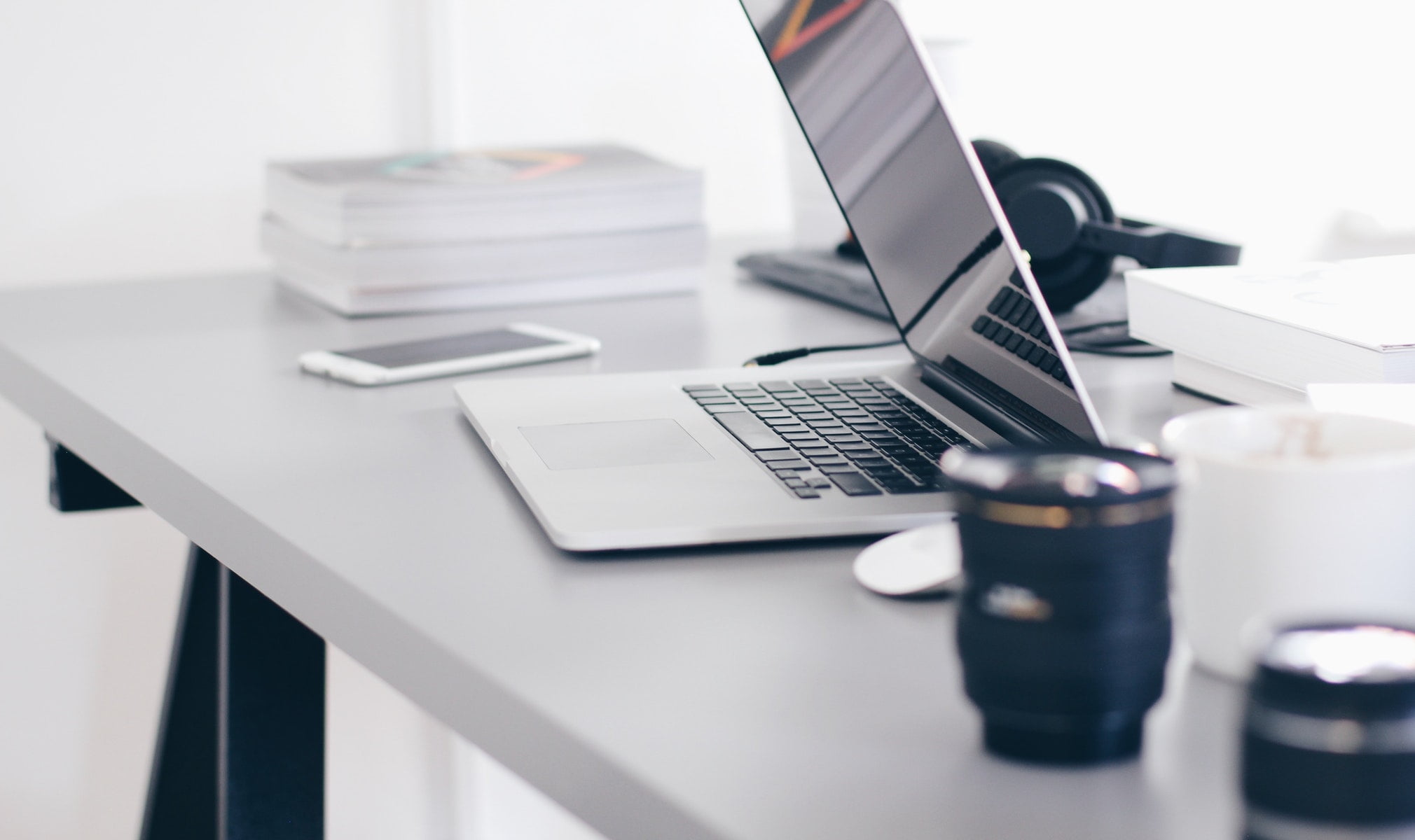 A computer on a desk