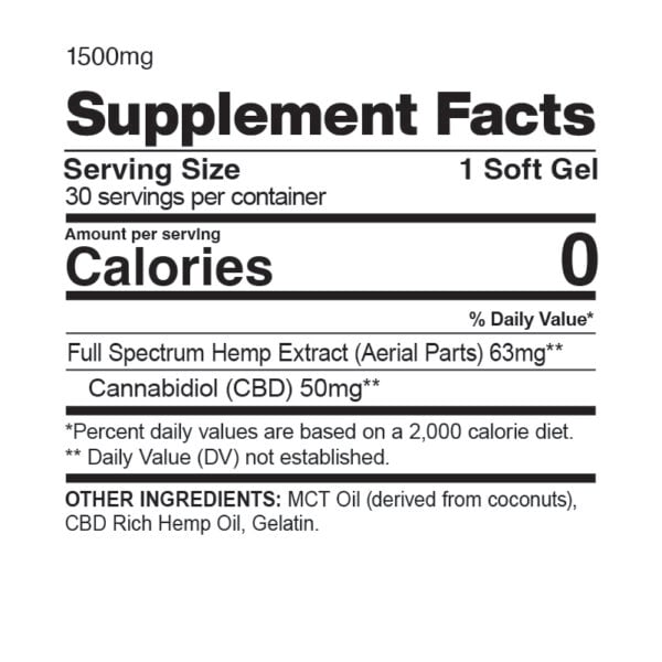 Full Spectrum CBD Capsules 1500mg Supplement Facts